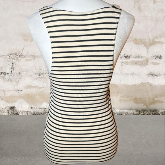 American Eagle Women's Soft & Sexy White & Black Stripped Tank Top-Size Medium - Picture 3 of 5